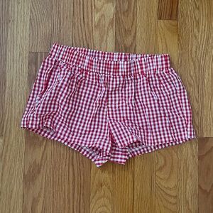 Edikted XS Red Checkered High Waist Shorts NWT